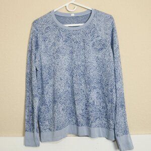 Lululemon Swiftly Breathe Long Sleeve Floral Fauna Blue Linen Water Drop Size 10